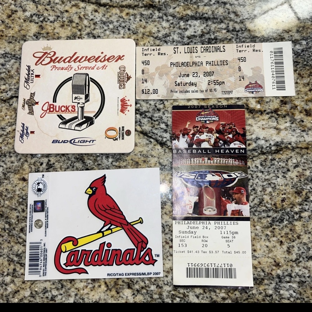 2007 Philadelphia Phillies at St Louis Cardinals Tickets 6/23 6/24  Lot Of 4 MLB
